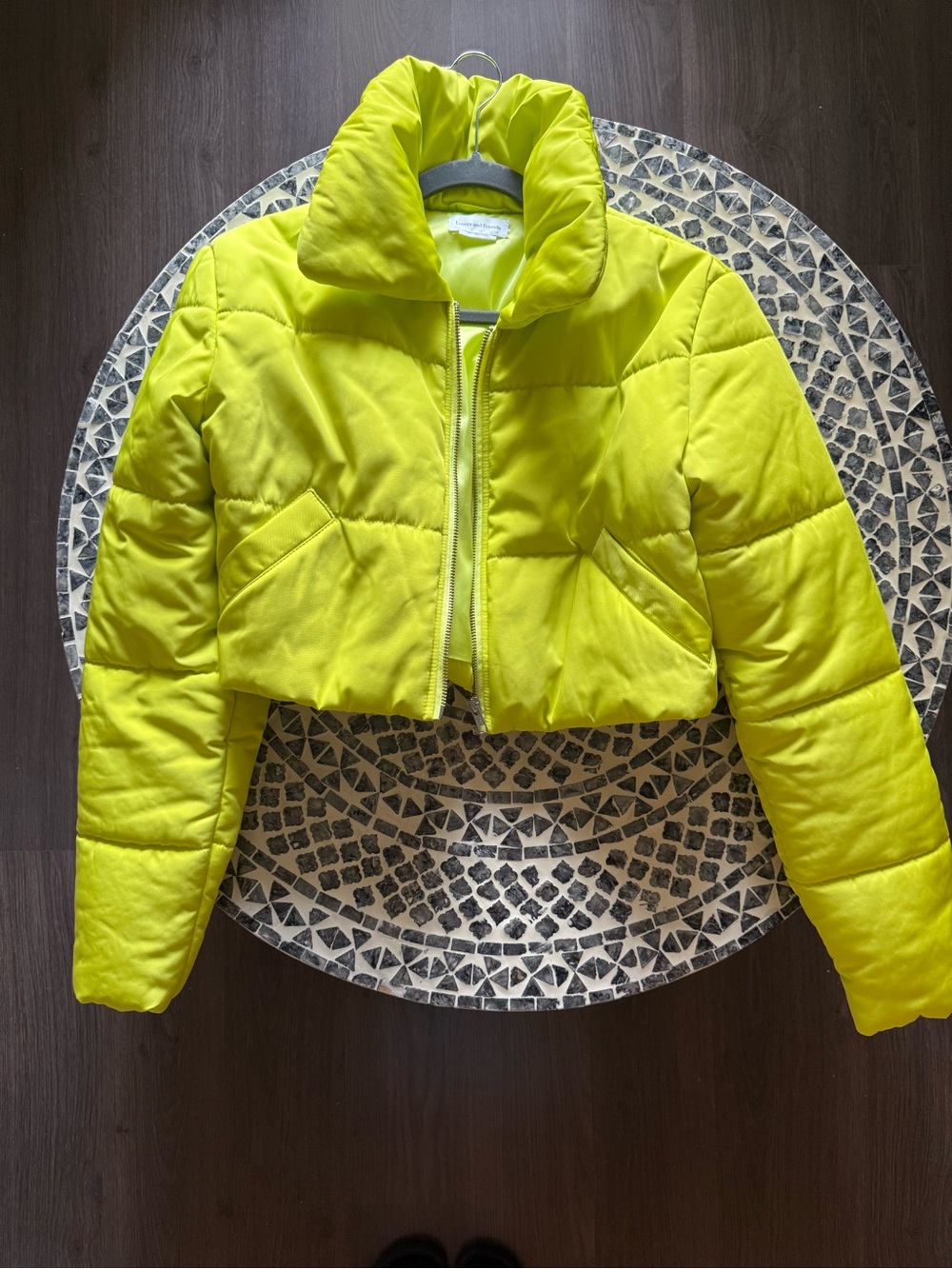 Lovers + Friends Neon Yellow Puffer Jacket